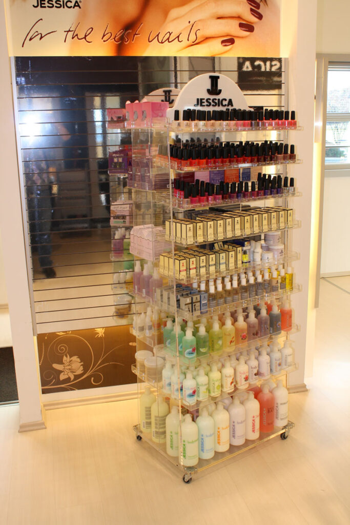 Jessica Espositore Beauty con Ruote - PMMA e Plexiglas Trasparente
